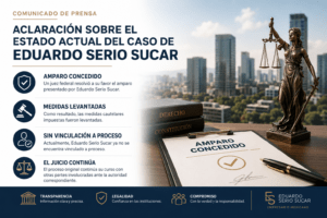 infografia sobre el caso legal de Eduardo Serio Sucar y la actualización del mismo